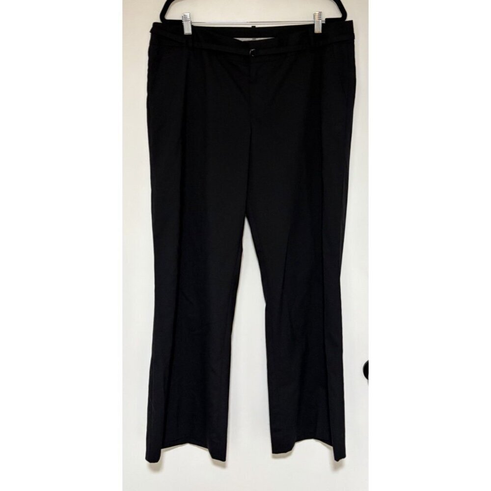 Gap Womens The Trouser Pants Size 16 Stretch Black Flat Front Pockets Wool Blend